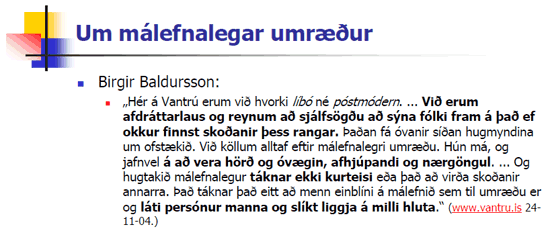 Um mlefnalegar umrur