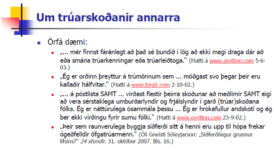 Um trarskoanir annarra